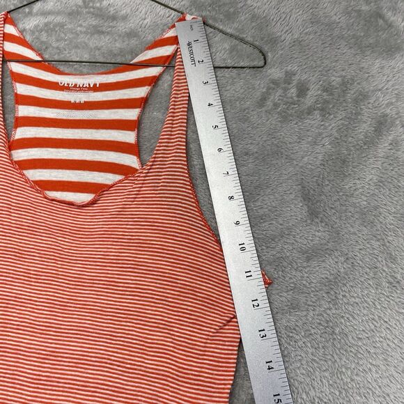 Old Navy Tank Top Women's Medium Vintage Tank Orange Stripe Workout Summer - Picture 9 of 9